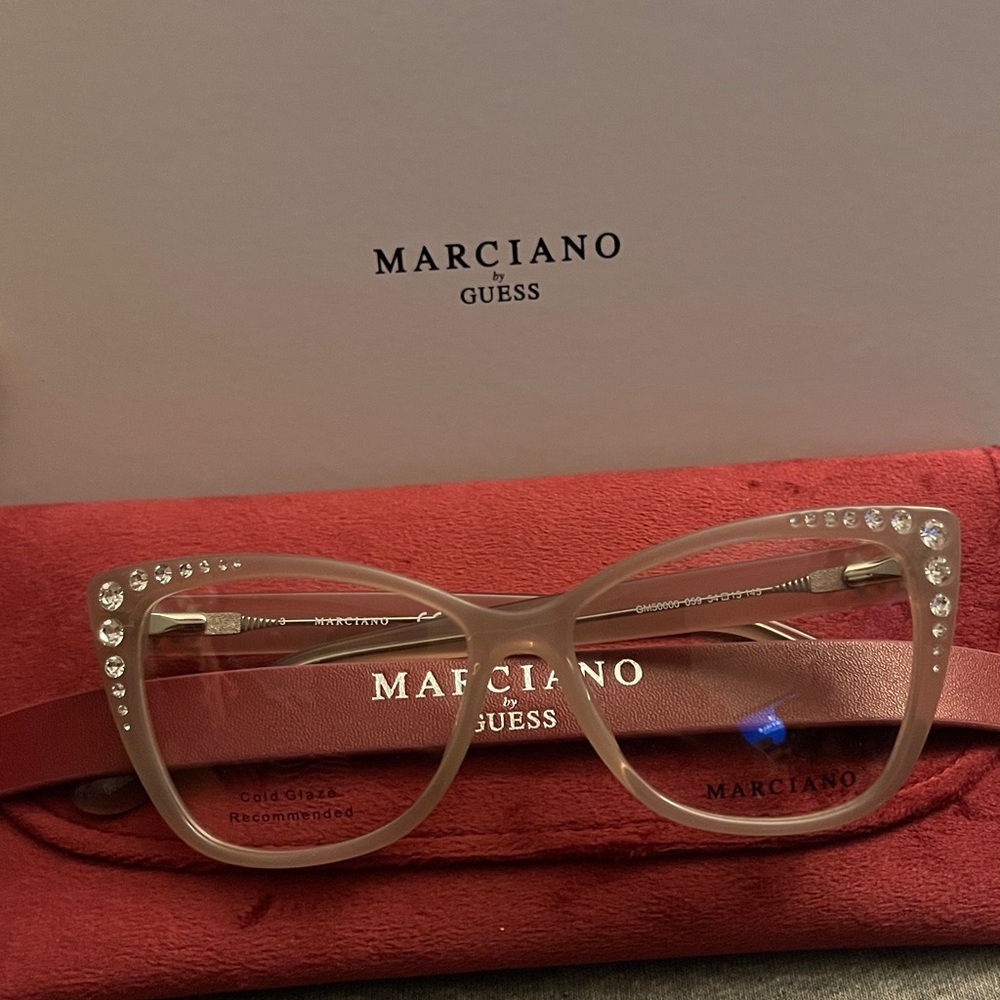 Marciano/Guess GM50001 059 Beige Plastic CatEye Eyeglasses Frame 56-16-145 NEW - Picture 2 of 13